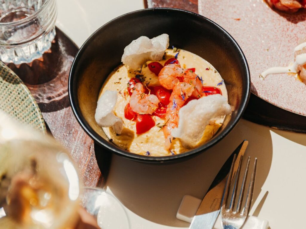 Hummus di ceci e Gambero Rosso del Controvento